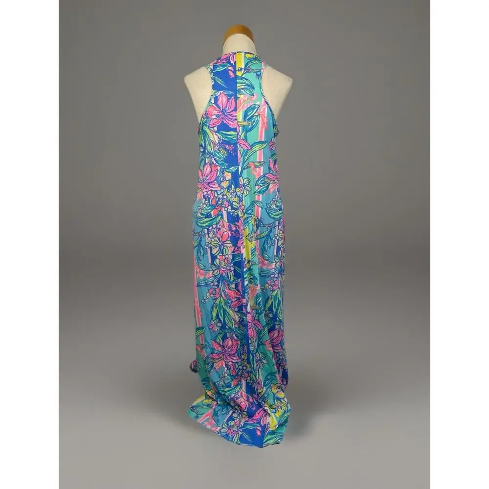 Lilly Pulitzer Kerri Maxi Dress Easy Tiger Floral Print Womens Small Sleeveless - Picture 4 of 10